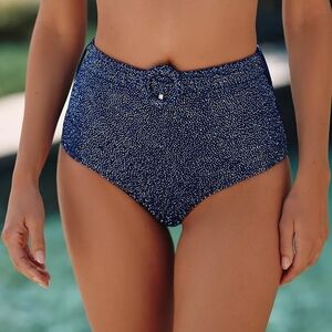 Oceanus Persephone High-Waisted Blue Beaded Bikini Bottoms
